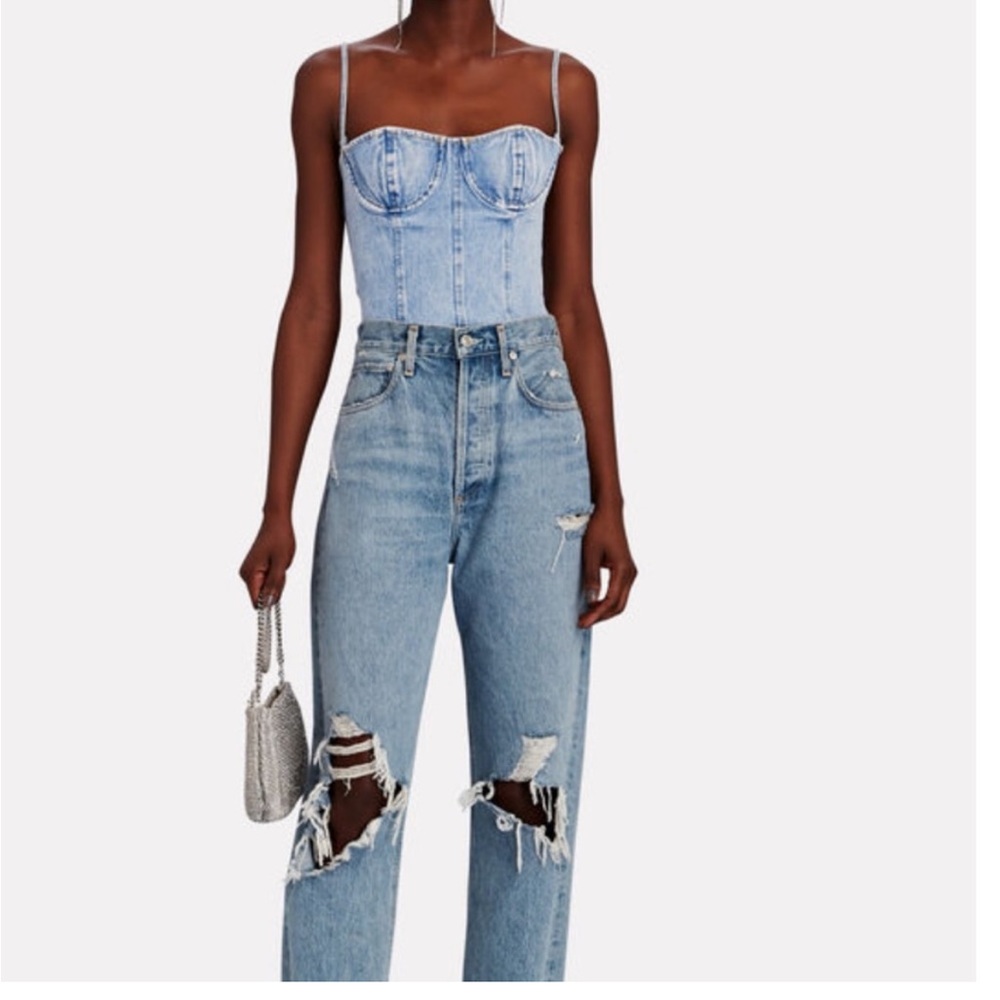 Weworewhat Denim Bustier Top